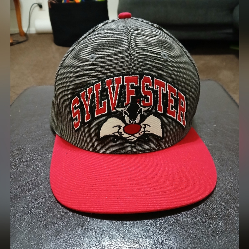 *Y2K NWOT Six Flags Magic Mountains Sylvester Gray and Red Cap